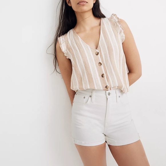 Madewell High-Rise Denim Shorts in Tile White Size 32 - Picture 9 of 9